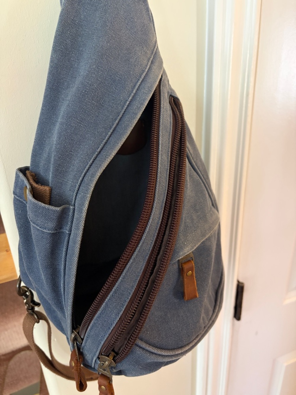 Denim Sling Backpack Bag - Picture 4 of 8